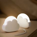 Baby Night Light Cloud Pack of 2 LED Nursery Night Lamp, Portable Breastfeeding Light, Children Flashlight with Warm and White Light, Adjustable, USB Rechargeable, Decorations for Girls' Bedroom