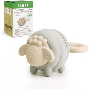 haakaa Silicone Baby Teether Toys, Soft Textures for Sore Gums, Easy-to-Grip Rotating Ring Design Encourages Babies to Grasp, Twist and Explore, Pebble