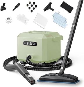 awasky Steam Cleaner: 1650W, Fast 50-Sec Heat-Up-21-Piece Kit Refill Anytime-No Cooling-Detachable Hose Steamer Mop for Home Use Car Bed Furniture Bathroom Tile Grout Floor Cleaning And More Green
