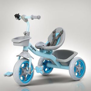 Baybee Beagle Baby Cycle for Kids | Plug N Play Tricycle with Eva Wheels, Safety Belt, Footrest & Toy Storage Basket | Kid Cycle Trikes | Baby Tricycles for Kids 2 to 5 Years Boys Girls (Blue)