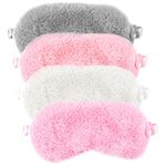 olyee 4 Pack Sleepover Eye Masks for Girls, Kids Sleep Mask Party Favour Supplies Fluffy Stitch Sleep Masks White Pink Plain Sleeping Masks for Women Children Boy Teenage Set