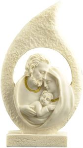 Cici & Jimmy's Retro Holy Family Figurine 4.72" Tall Imitation Sandstone Texture Resin Craft Christmas Nativity Scene Decoration Holiday Sculpture