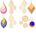 Cliths Pack of 120 Pcs Unfinished Wooden Earrings Blank Wooden Teardrop Earrings Wood Pendants Earrings Jewelry DIY Craft Making (No Metal Hooks or Rings Included)