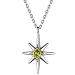 Suplight 925 Sterling Silver Necklace Starburst North Star August Birthstone Necklace for Women