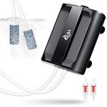 AQQA Aquarium Air Pump,3.5W 5W Dual Outlet Oxygen Pump with 2 Air Stone,Adjustable Air Valve Quiet Bubbler Pump,Up to 160 Gallon Fish Tank (5w (for 1-160 Gallon))