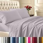 California Design Den 100% Cotton Sheets - Softest 4-Pc Queen Sheet Set,Cooling Sheets for Queen Size Bed,Deep Pockets,400 Thread Count Sateen,Bedding Sheets & Pillowcases,Queen Sheets(Lavender Gray)