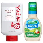 Chick-fil-A Sauce 16 oz / 473 ml + Hidden Valley Ranch Dressing 8 oz / 236ml Bundle - Classic American Dipping Sauces and Dressings for Chicken, Salads, Fries & More