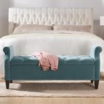 LEGACY OF COMFORT Maconay Upholstered Storage Bench with Storage Fabric Upholstered Storage Bench Sofa Bench Sofacouches Ottoman Bench Tufted Handle for Living Room Bedroom Office (Light Blue)