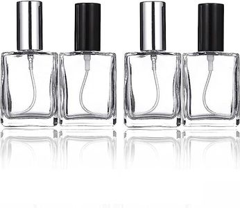 BRMM MIA Refillable Spray Perfume Bottles cosmetic Fine Mist Atomizer Empty Portabe Clear Glass Essential Oil Container for Travel Wedding Gifts Car Décor,Set of 4 (Flat Shape)