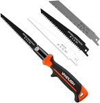 VANQUISH 3 in 1 Multi Blade Hand Saw, 6 inch Hacksaw with Replaceable Drywall Bi-Metal and Wood Blades for Cutting Metel, Drywall, Sheetrock, Wood, Plastic, Plywood 4869