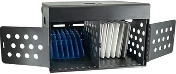 POCHAR 16-Device Locking Tablet Charging Station - Classroom Charging Station for 16 Chromebook Tablet Laptop - Metal Laptop Charging Cart with Cable Management and Charger Organization (Black)