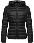 wantdo Women's Ultra Light Down Jacket Winter Packable Warm Coat Black Medium