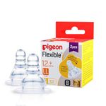 Pigeon Peristaltic Nipple LL Y Cut,for 12+ Month Babies,BPS Free,BPA Free,Pack of 2