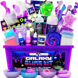 Original Stationery Galaxy Slime Kit, Slime Set with Glow in The Dark Stickers, Dark Powder to Make Glitter & Galactic Slime, Fun Easter Gifts for Girls 8-12