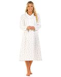 Undercover Ladies Floral Flannel Brushed Cotton Nightdress 1002 Ivory 10-12