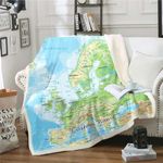 Erosebridal World Map Personalized Customized Sherpa Blanket Queen Size, Blue Ocean Throw Blanket for Kids Boys Girls Teens Adult, Map of Various Countries Fleece Blanket Abstract Art Flannel Blanket