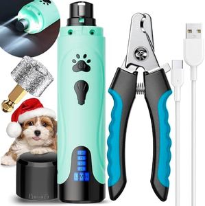 YABIFE Dog Nail Grinder, Dog Nail Trimmers and Clippers Kit, Super Quiet Electric Pet Nail Grinder, Rechargeable, for Small Large Dogs & Cats Toenail & Claw Grooming,3 Speeds, 2 Grinding Wheels