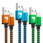 Micro USB Cable 2M 3Pack Android Charger Cable Braided Android Charger Lead Fast Charging Cable for Samsung Galaxy S6 S7 Edge S5 A6 J3 J4 plus J5 J6 J7, Huawei LG Lenovo Moto E5, Tablet, PS4