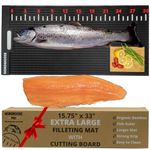 VERSAINSECT h Fillet Mat with Ruler Decal, 33"x15.75", Portable and Grippy Fish Cleaning Mat with Bamboo Fish Cutting Board Area-Ideal Fish Fillet Board for Bait Cutting, Filleting, and Descaling