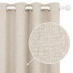 Deconovo 100% Blackout Curtains Faux Linen Thermal Insulated Curtains for Summer, Insulated Blackout Eyelet Curtains for Bedroom W46 x L54 Inch Taupe One Pair