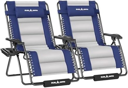 UDPATIO Zero Gravity Chair Set of 2 33In Oversized XXL Patio Anti Gravity Chairs Outdoor Lounge Folding Adjustable Recliner with Cup Holder, Foot Rest & Padded Headrest,Light Grey, Support 500lbs