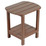 Nalone Adirondack Side Table 16.5" Outdoor Side Table HDPE Plastic Double Adirondack End Table Small Table for Patio(Teak)