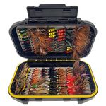 OutdoorFishing 48-148-Pieces/Box Dry/Wet Fly Nymph Fly Lure Assotment Waterproof Fly Box for Trout Fly Fishing Flies (148Pcs)