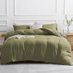 SASTTIE Ultra Soft Duvet Cover King, Olive Green Duvet Cover for King Size Bed, 3 Pieces Luxury Duvet Cover Set with Zipper Closure, Corner Ties 104x90 Inch