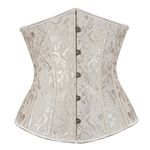 Zhitunemi Women's Lace Up Boned Jacquard Brocade Waist Training Underbust Corset Lingerie Small Beige