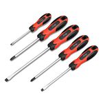 Magnetic Screwdriver Set,5 Pieces Slotted and Phillips Screwdriver with Ergonomic Comfortable Non-Skid Handle,Permanent Magnetic Tips,Rust Resistant Heavy Duty Craftsman Toolkit for Wet, Oily Hand