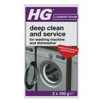 HG Deep Clean & Service Washing Machine Cleaner & Dishwasher Cleaner, Dishwasher & Washing Machine Descaler, Removes Deposits, Kitchen & Laundry Appliance Servicing - 2 x 100g