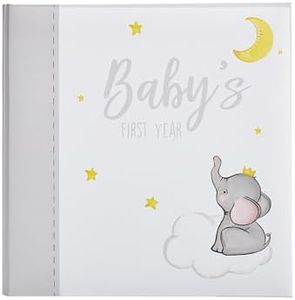 Kate & Milo Baby’s First Year Baby Memory Journal, Gender-Neutral Keepsake, Baby Milestone Memory Book and Photo Album, Perfect for Baby Showers, For New and Expecting Parents, Sky and Elephant