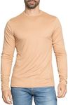 Men's Long Sleeve Crew Neck Top Beige Large