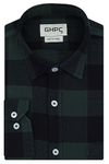 GHPC Cottswool Winter Wear Woolen Big/Buffalo Checks Full Sleeves Regular Fit Formal Shirt for Men (Grey, CW231450_44)