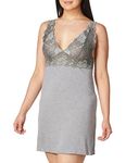 Natori Women's Zen Floral Chemise Nightgown, Heather Grey, XX-Large