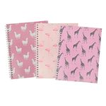 Summit A5 Notebook, Wirebound, Ruled, 160 pages, Animal Print (Pack of 3)