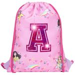 Barbie Personalised Drawstring Bag for Kids PE Bag - Kids School Bag - Personalised Gift For Girls - Swimming Bag For Girls Pink