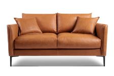 Valencia Jasper Nappa 11000 Leather Loveseat Sofa with High-Resilience Foam, Cognac Color