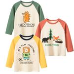 Boys Girls Long Sleeved T-Shirt Toddlers 3 Pack Cotton Casual Crewneck T-Shirts Kids Fashion Graphic Tops 2-9Y, Pack of D/2-3T