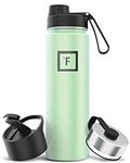 Insulated Water Bottle with Spout Lid - 22 Oz (3 Lids) - Cold 24hrs & Hot 12hrs Drinks - Vacuum Leakproof Double Walled Stainless Steel - Travel Sports Gym Camping & Hiking Hydration Flask