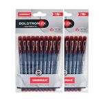 UNOMAX Boldtron 2X 1.0mm Ball Point Pens - Pack of 20 (20 Red) | Ergonomic Design, Jet Ink | Professional Smudge-Free Performance Ball Pen in Ideal for Daily Use and Fine Handwriting