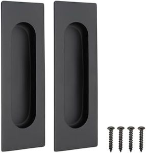 Malimali 4.72 Inch Recessed Finger Flush Pulls for Kitchen Cabinet Door Closet Door, Small Sliding Cupboard Handle, Matte Black Stainless Steel Hardware(2 Pack) 4.72 inch B