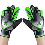 Clbort Soccer Goalie Gloves Youth Kids, Goalkeeper Gloves with Super Grip Palms, Anti-Slip Soccer Gloves, Double Wrist Protection (Green, Size 8 Suitable for 15-17 Years Old)