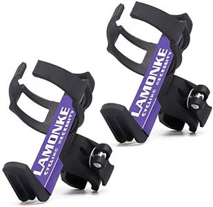 LAMONKE 2 Pack Bike Water Bottle Holder No Screws, Bike Cup Holder, 360 Adjustable Degree Rotating Water Bottle Cage for Bicycle, Stroller, Walker, Wheelchair