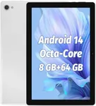 ZANDIZ 10.1 Inch Tablet Android 14 Octa Core Processor Tablet, 8GB RAM 64GB ROM (TF 1TB), 5+8MP Dual Camera (White)