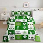 Golf Print Bedding Set Sports Golfer Comforter for Kids Boys Girls Teens 3D Ball Geometric Plaid Comforter Set Golf Clubs Green Pattern Quilt Set Bedroom Collection 2Pcs Twin Size