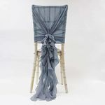 CHIFFON HOODS WITH RUFFLES 23 COLOURS DECOR CHAIR COVER WEDDING SPECIAL EVENTS (Dusty Blue)