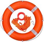 Boat Throw Rings 23",Life Ring with Fluorescent Reflective Strip, Outdoor Professional Water Life Ring , with Orange Grab Lines (8mm×20m)