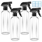 Cleaning Spray Bottle 16oz 4 Pack Empty Plastic Spray Bottles for Cleaning Solutions Alcohol Hair Plants Bleach with Adjustable Nozzle (All-Purpose)