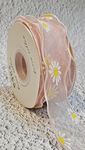 Bits & Bobs | Daisy Fishtail Ribbon (W=1.5inch,L=5 Yard) for Gift Wrapping, Wedding Decoration, DIY Hair Bow-Ties Crafts (Pink)